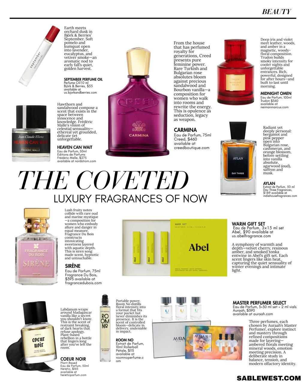 Auraah Recognized in Sable West’s “The Coveted Luxury Fragrances of Now”